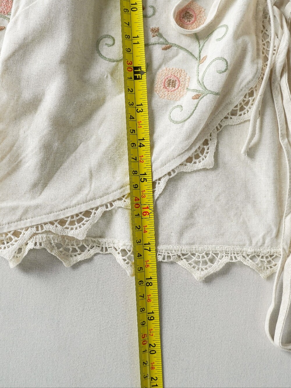 Romantic Cream Floral Linen Tie-Front Crop Top - Picture 6 of 9
